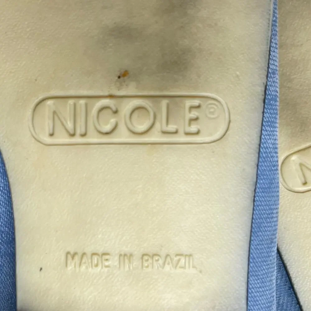 Vintage Nicole Taylor Geometric Colorblock Flats Womens 8 M Blue 80s Y2K Loafers